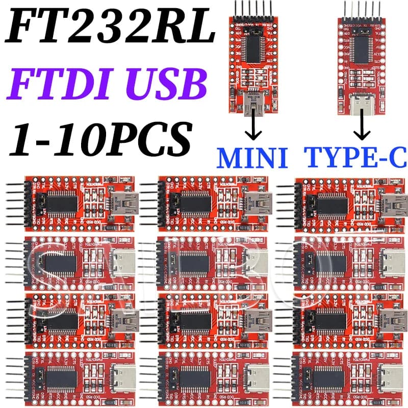 1-10PCS FT232RL FT232 FTDI USB 3.3V 5.5V a TTL Modulo Adattatore Seriale per Arduino FT232 Pro Mini Porta USB A TTL 232 Tipo-C USB