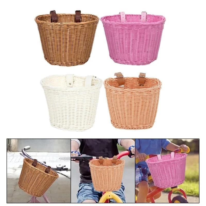 Cestino per Bicicletta in Rattan Intrecciato Impermeabile, Rimovibile, per Manubrio, Ideale per Picnic, Shopping, Scuola, Bambini - Offerta Speciale