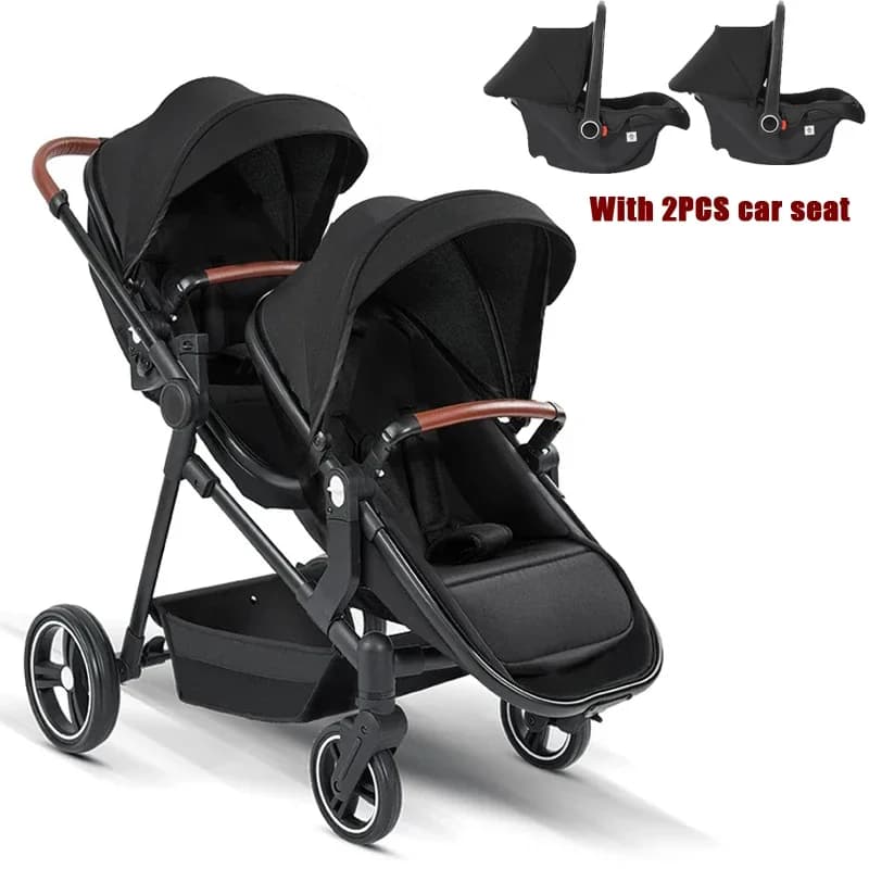 Passeggino gemellare EU STOCK con seggiolini auto. Può essere preso a bordo di un aereo. , può essere smontato in un passeggino leggero
