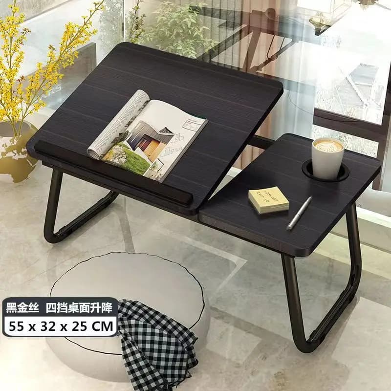Scrivania per laptop pieghevole compatta con portabicchieri - Comodino portatile da 55,12 cm x 32,0 cm x 24,89 cm per leggere, colazione