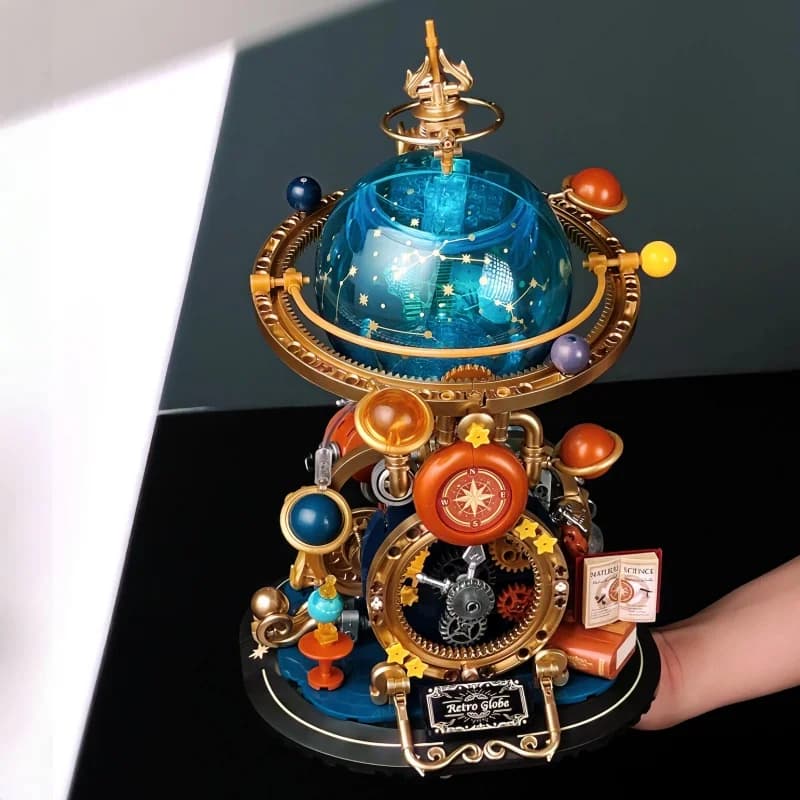 Retro Planetario Building Blocks Assemblato Globo Modello mobile Giocattolo Elemento astronomico Collezione di decorazioni Regalo per bambini