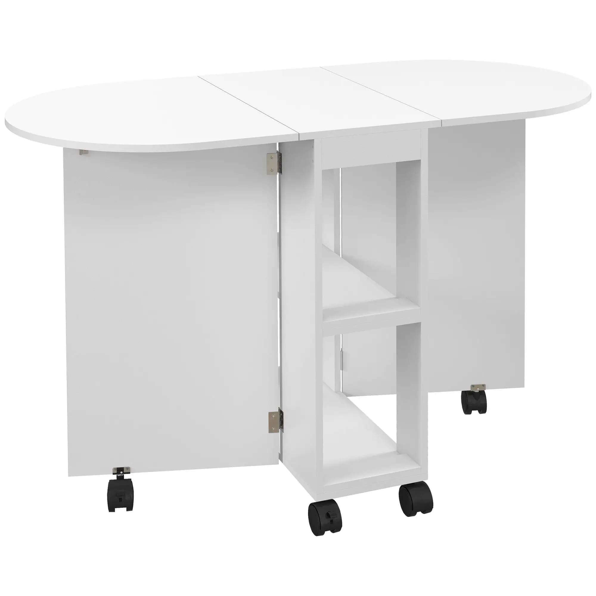 HOMCOM Tavolo pieghevole Wing in melamina bianca 120x60cm per 4 persone con 6 rotoli