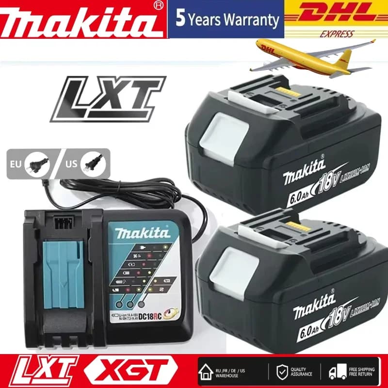 Batteria Originale Makita 18V 6Ah Ricaricabile per Utensili Elettrici 18V Makita con LED Li-ion Sostitutiva LXT BL1860B BL1860 BL1850