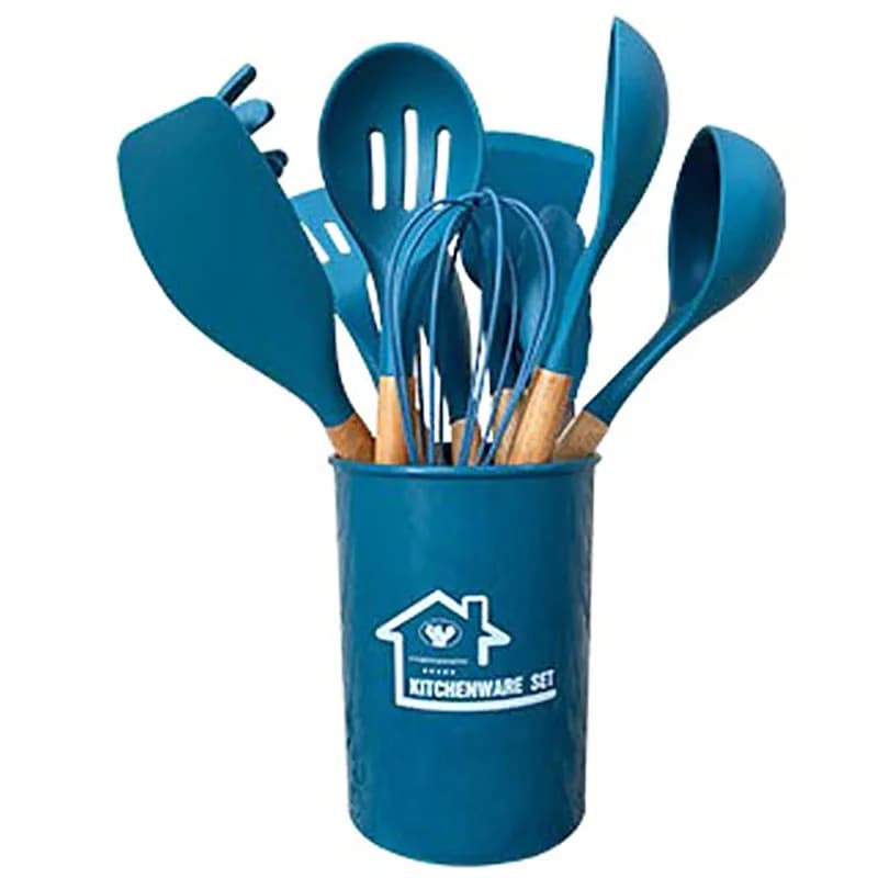 12 pz/set pentole da cucina blu utensili da cucina in Silicone utensili da cucina antiaderenti spatola mestolo frullino per le uova pala cucchiaio