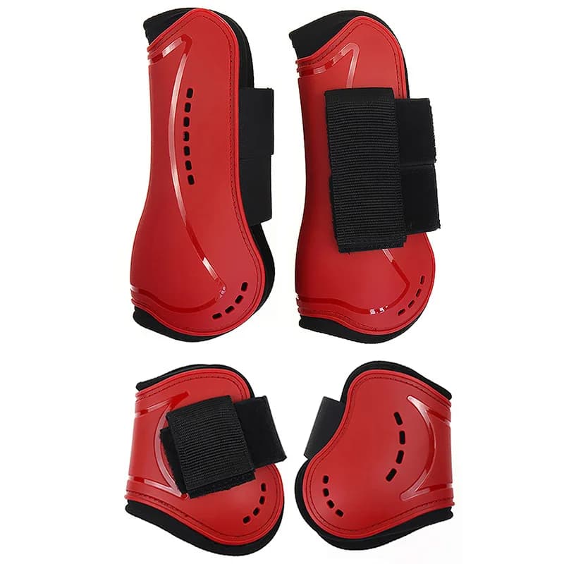 Stivali protettivi per gambe di cavallo Stivali con stecca per cavallo in neoprene PU regolabili Supporto per protezione delle gambe per allenamento