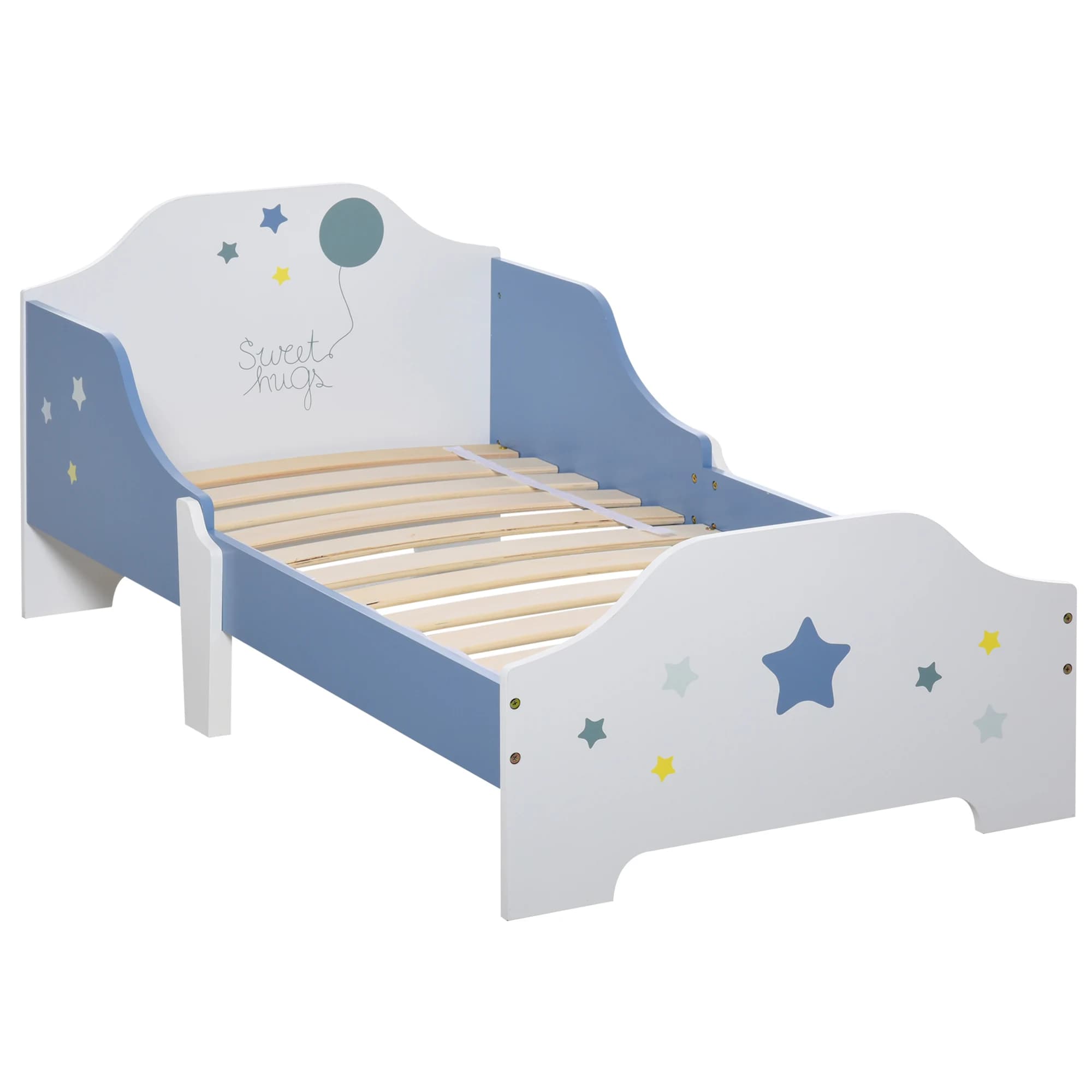 Letto per bambini HOMCOM, letto a terra per bambini, 3-6 anni, 143x74 cm, design a stella, rete a doghe inclusa, per una cameretta