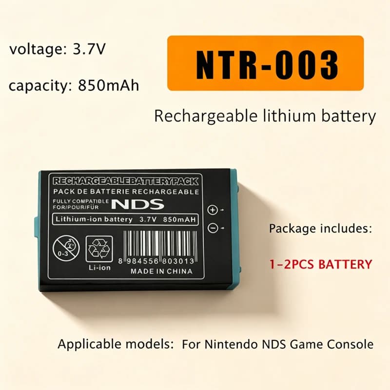 Batteria NTR-003 NTR003 3.7V 850mAh Ricaricabile agli Ioni di Litio per Console di Gioco Nintendo NDS, Batterie di Ricambio