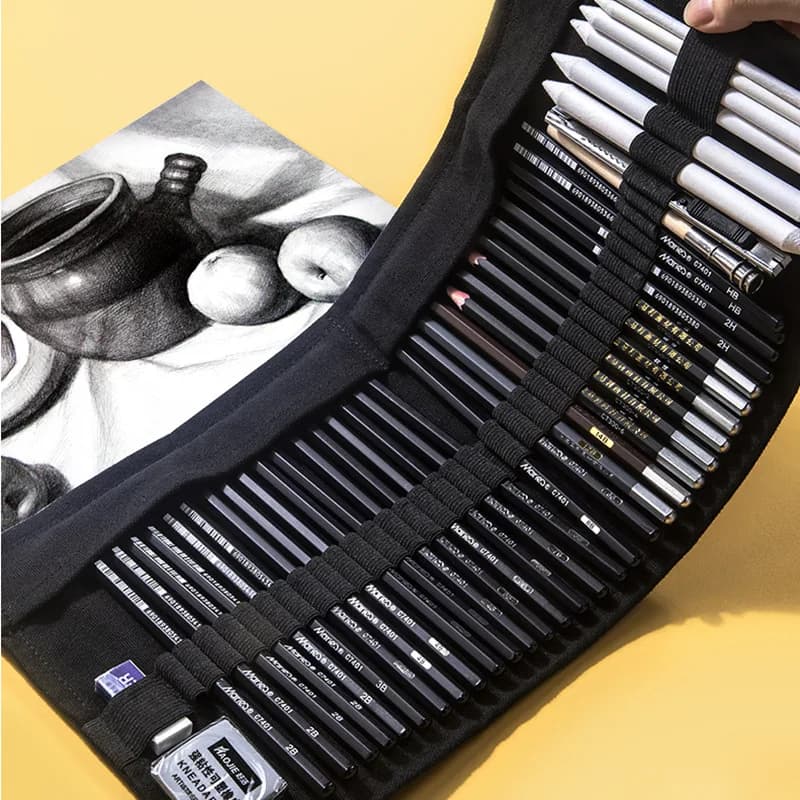 27/37 pz schizzo pittura Set matita gomma penna tenda Set completo di strumenti consigliati studenti d'arte Studio forniture professionali