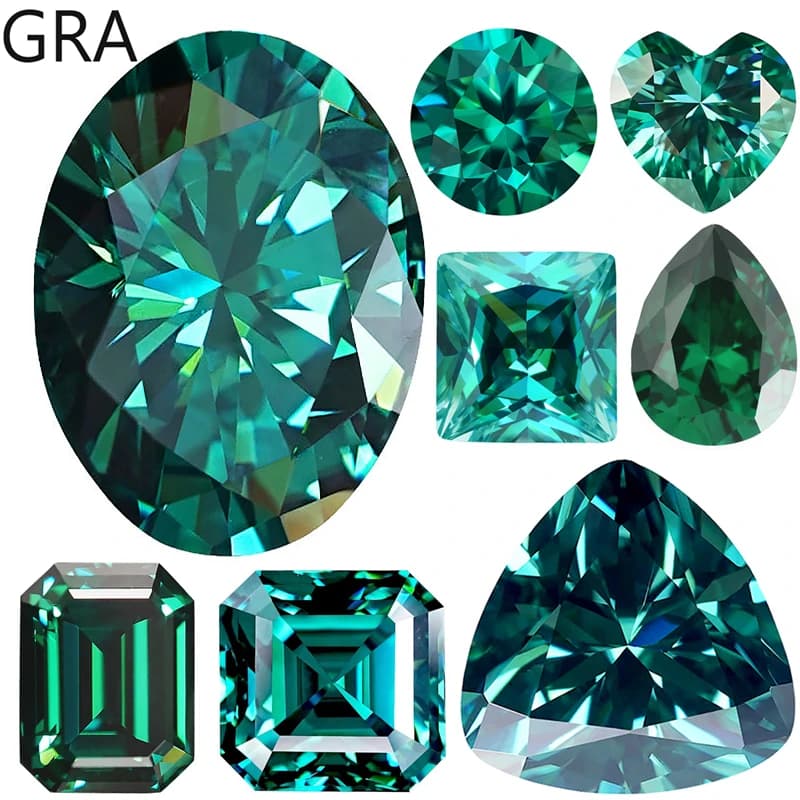 Colore smeraldo Moissanite allentato 100% vera pietra preziosa da laboratorio per gioielli da donna Anello con diamanti Materiale