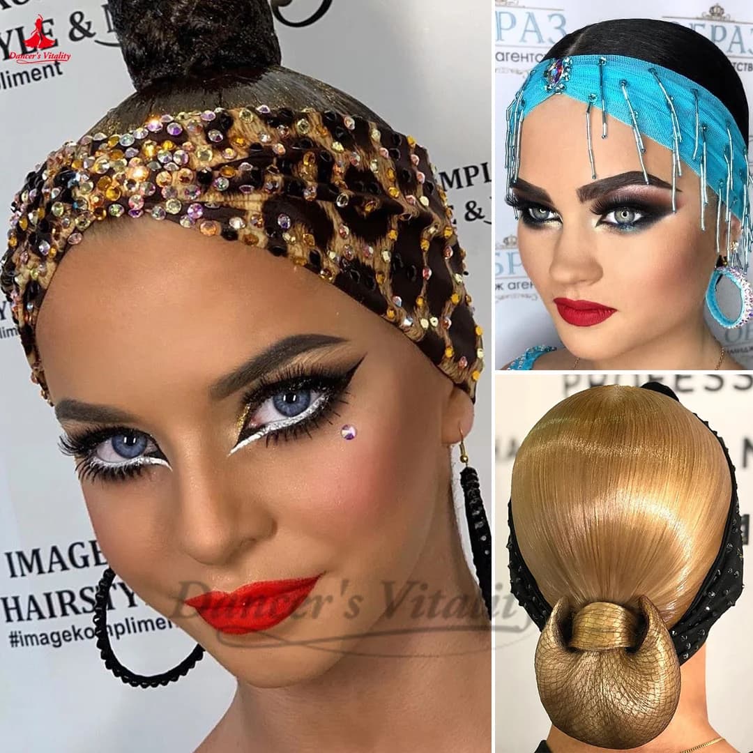 Accessori per capelli da ballo latino per adulti National Standard Dance Leopard Print copricapo per bambini moderni femminili Chacha Tango Wear