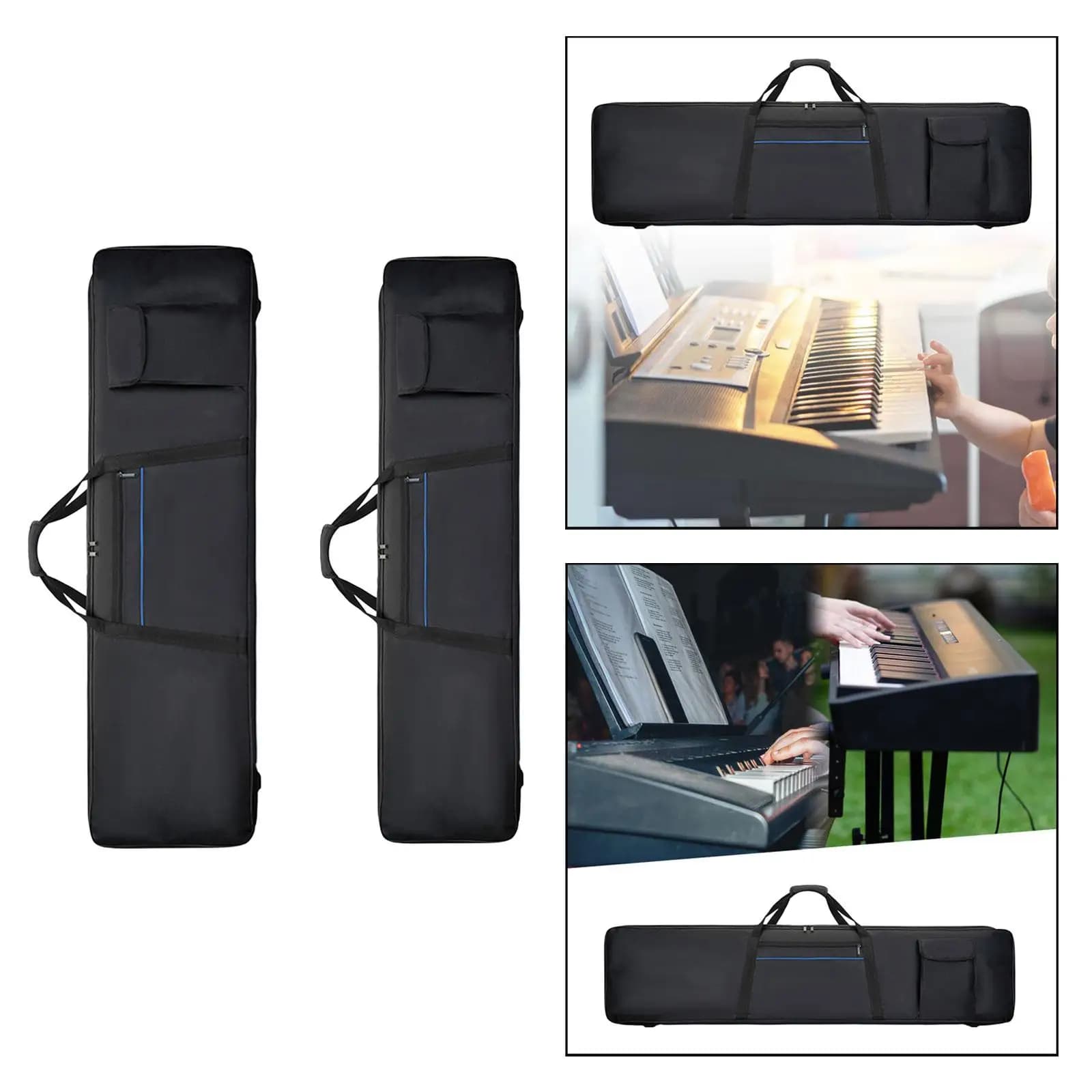 Zaino imbottito con custodia per pianoforte elettrico con tasca Borsa per pianoforte con tastiera elettrica antiurto a 88 tasti per spettacoli di tour
