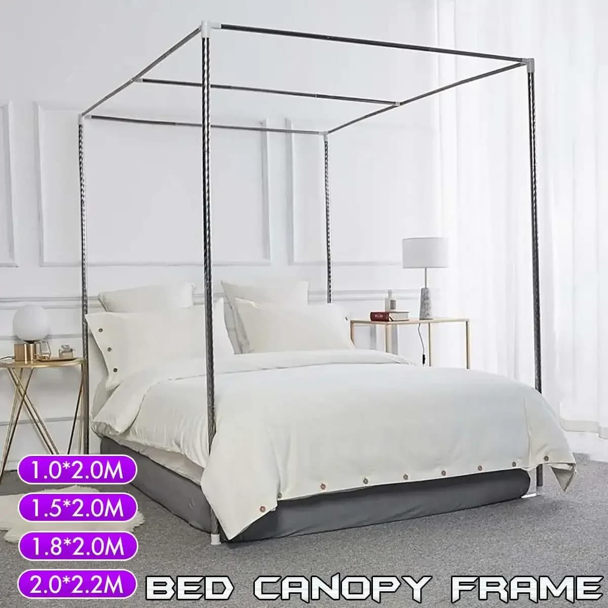 Staffa per baldacchino per letto con telaio per zanzariera in acciaio inossidabile per letto a 4 angoli Supporto per barra ventola per rete da letto