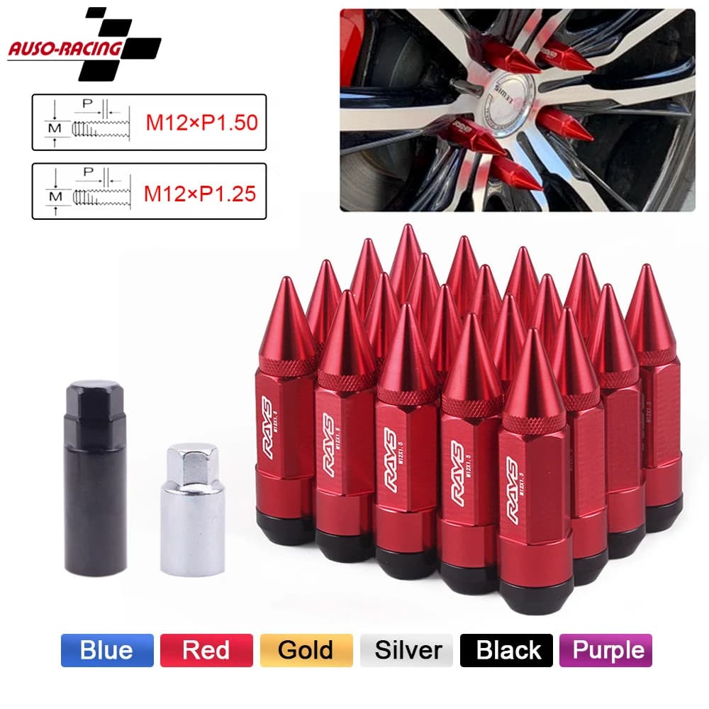 M12x1, 5/m12x1, 25 sintonizzatore esteso in alluminio a spillo ruote cerchi dadi dadi Racing Jdm applicabile a Honda Toyota e Chevrolet Ford