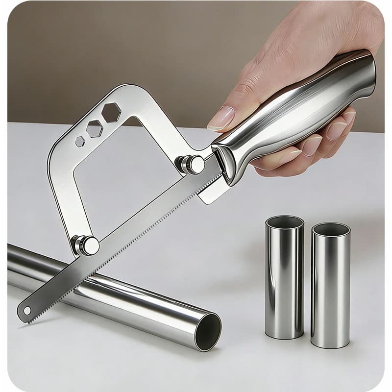 Mini Sega a Mano con Telaio in Acciaio Inox, Sega Portatile per Fai-da-Te, Utensile Multiuso per Tagliare Legno, Plastica e Metallo Sottile per