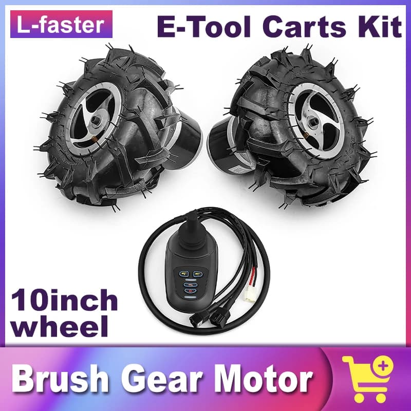 Kit ruota motore a doppia trazione per attrezzi agricoli elettrici, fattoria da giardino, carrello manuale, L più veloce, pneumatico da 10 pollici,
