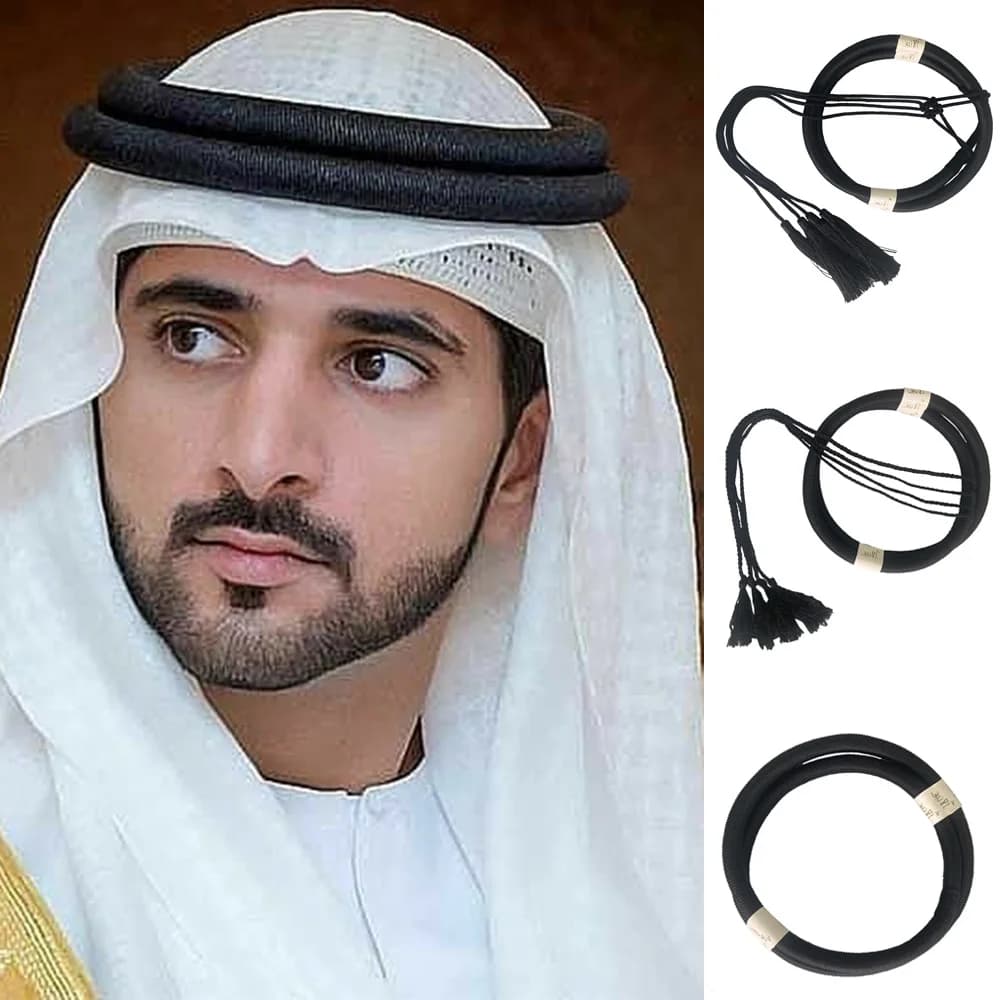Oqal Igal Agal Eqal Egal Arabo Copricapi Shemag Fascia Saudita Sciarpa Nera Cavo per Foulard Keffiyeh Shemagh Wrap Musulmano Nappa