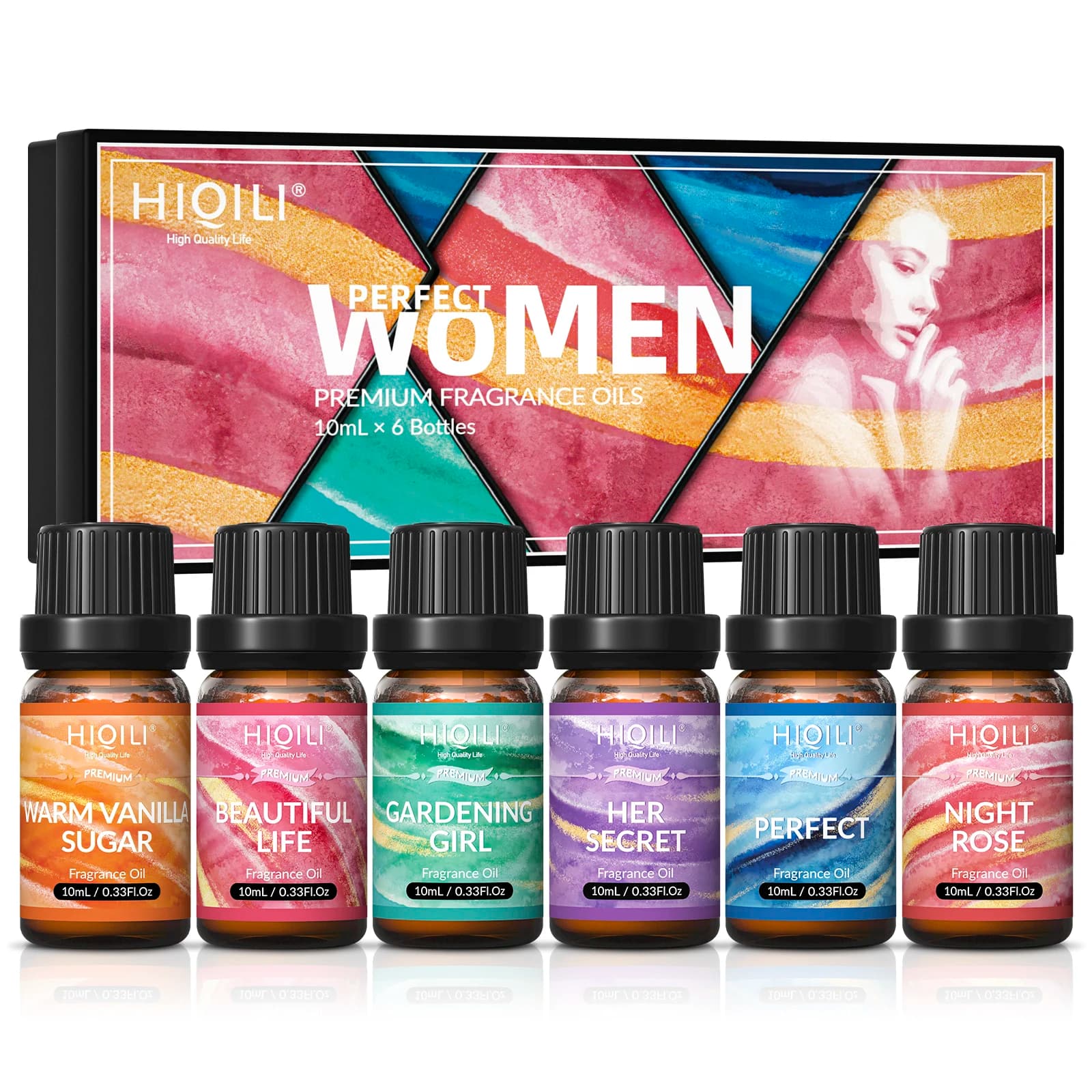 Set di oli profumati HIQILI: tema donna |   Set regalo TOP 6 da utilizzare per aromaterapia, diffusore, umidificatore, candele |   Auto, casa, hotel,