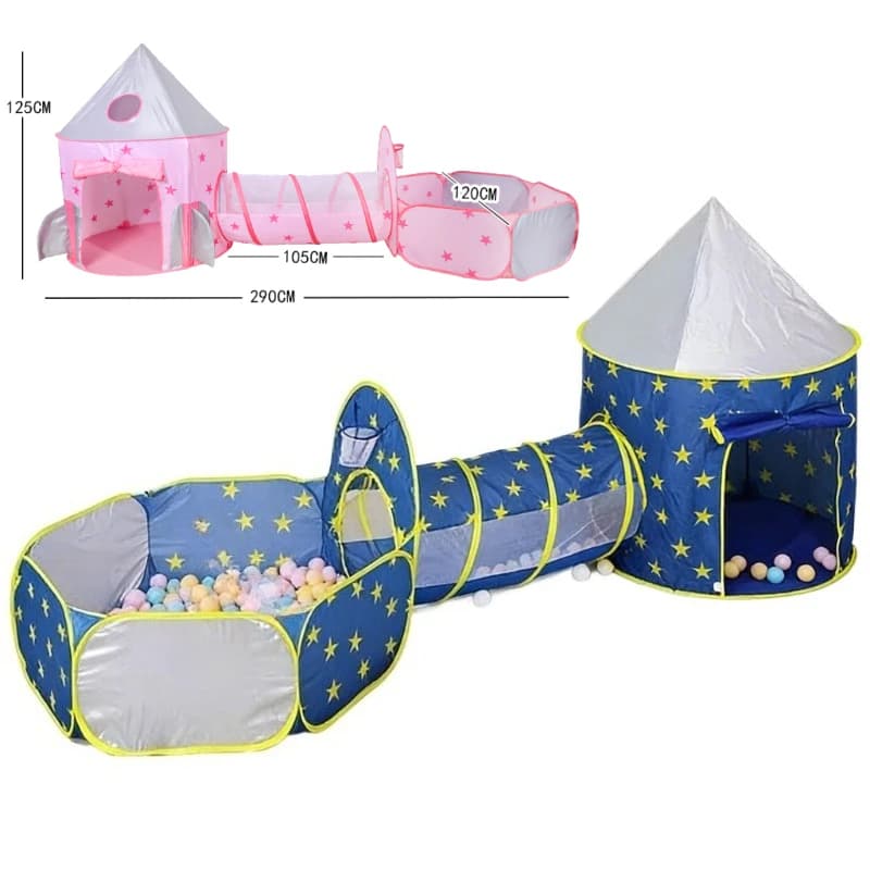 Tenda da gioco con stampa di stelle IMBABY per bambini piccoli con piscina di palline e tunnel per giocare, casetta per bambini da interno ed esterno,