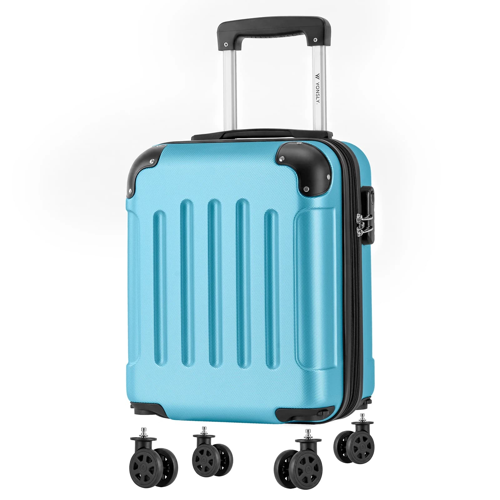 Bagaglio a mano YONSLY da 16 pollici con 4 ruote a 360° °   Valigia trolley con ruote girevoli, lucchetto a combinazione, ruote rimovibili, borsa a