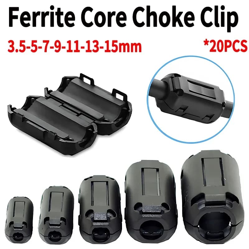 20 pz 3.5/5/7/9mm filtro in ferrite nucleo toroidale perline di ferrite clip estrangulamento EMI RFI filtro antirumore clip per cavo USB/video cavo di