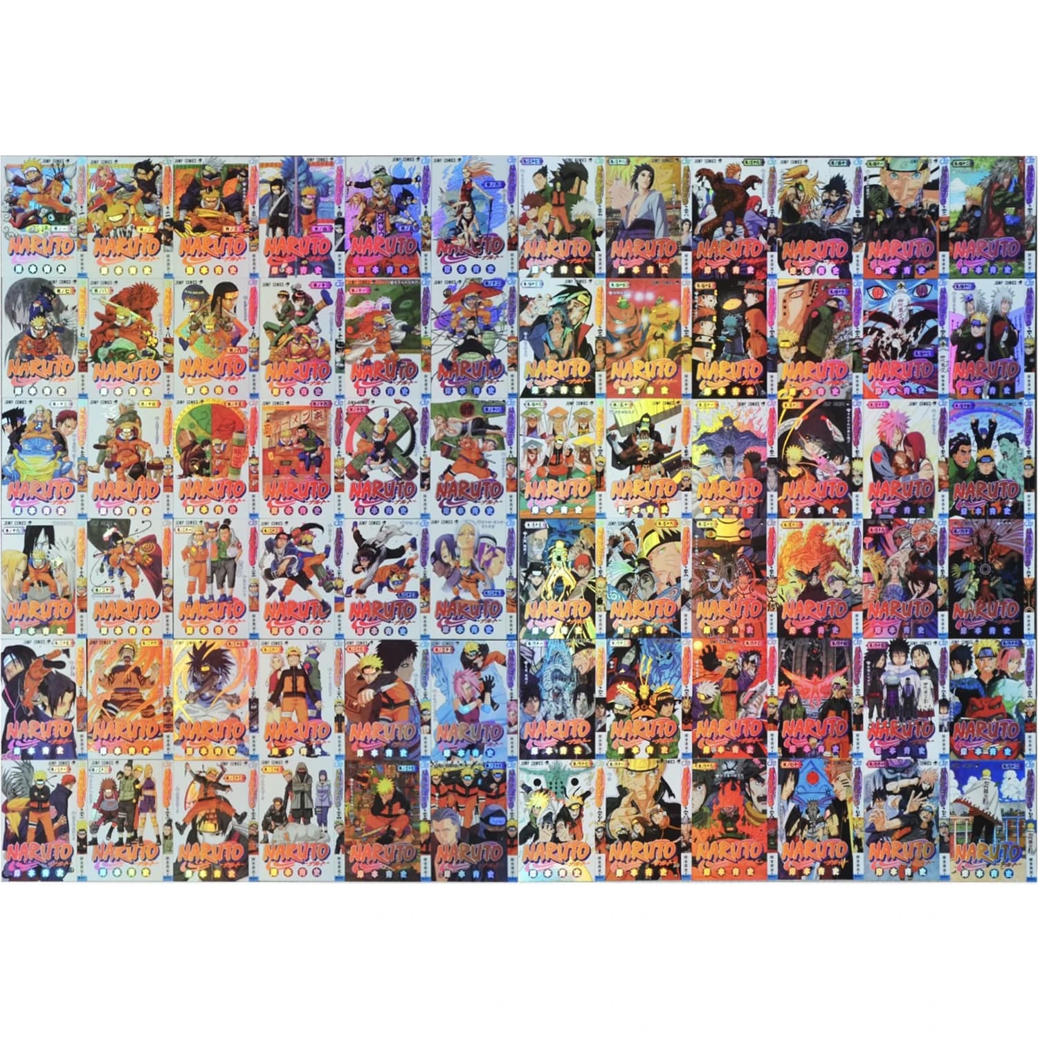 Set da 72 Pezzi di Carte Flash Laser della Serie Naruto Comic Cover Book Spine, con Uzumaki Naruto e Uchiha Sasuke, Carte da Collezione Classiche