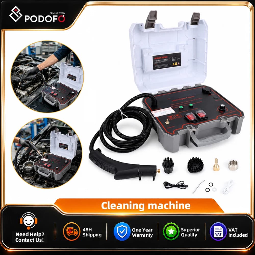 Podofo Pulitore a Vapore ad Alta Pressione e Temperatura 1500W, Macchina Portatile per Pulizia Auto, 220V, per Uso Commerciale e Domestico, Pulitore