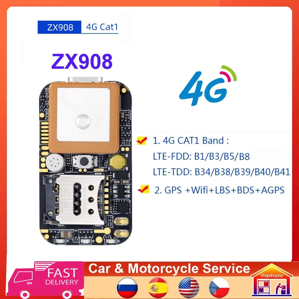 Mini Localizzatore GPS ZX908 Modulo Chip 4G LTE CAT-1 Scheda Modulo GPS PCBA Anti-Smarrimento Localizzatore GPS ZX905 2G+4G