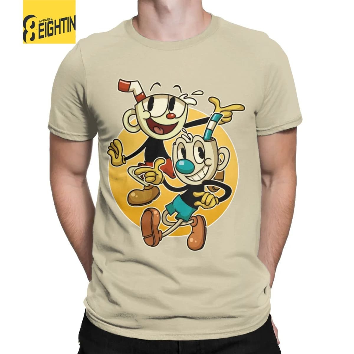Cuphead & Mugman Retro Games magliette da uomo maglietta divertente maglietta manica corta O collo magliette cotone taglie forti