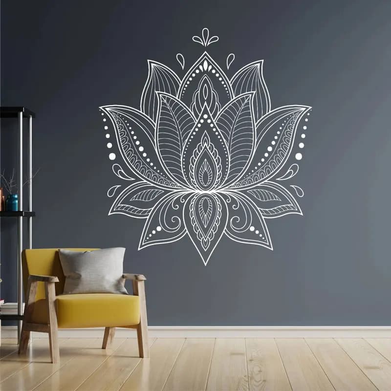 Bellissime decalcomanie da parete Lotus Mandala, fiore di loto, Zen Relax, meditazione Om, adesivo per decorazioni per la stanza, carta da parati