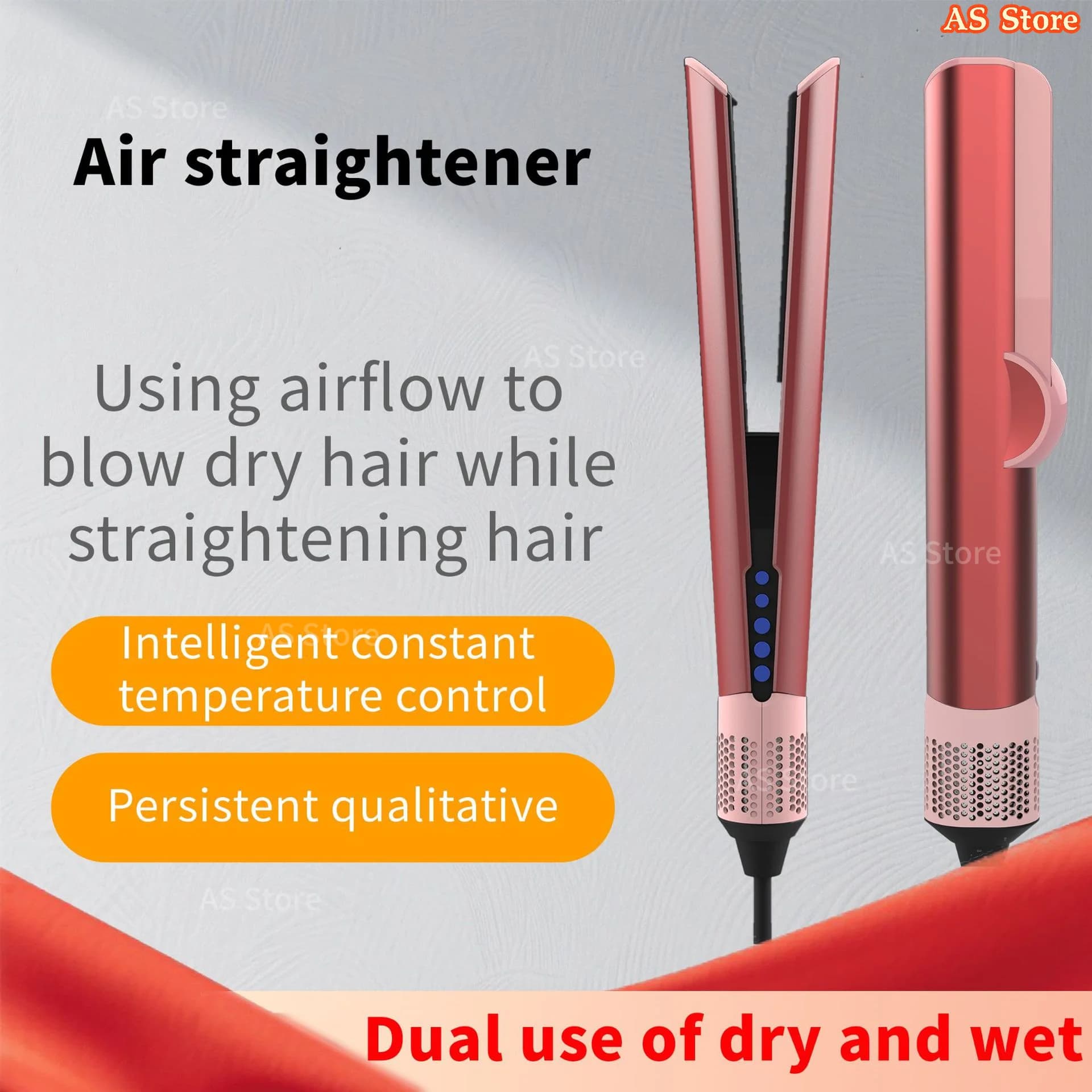 Asciugacapelli e Piastra 2-in-1 Professionale a Ioni Negativi, Strumento di Styling a Lunga Durata, Piastra Multifunzione per Capelli Bagnati o