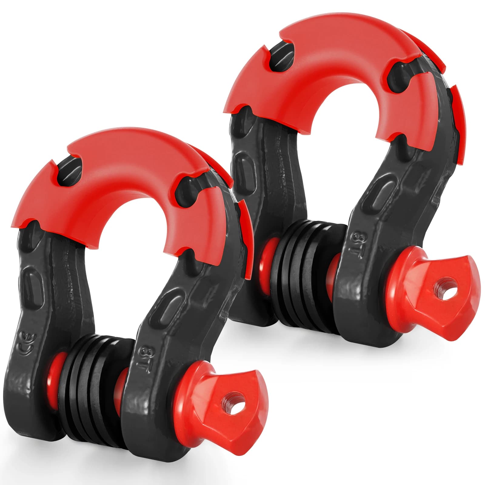 SucceBuy 2 pezzi da 3/4" Grillo con anello a D Grillo con gancio a U con isolatori e rondelle a perno da 7/8" per il recupero di veicoli fuoristrada