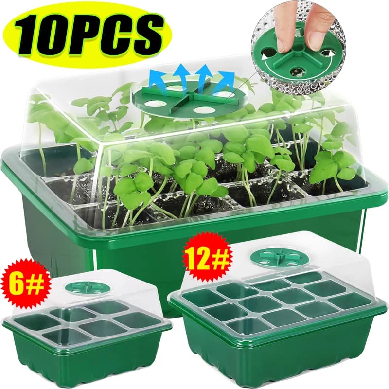 6/12 griglie iniziale in crescita vassoi per vivaio kit iniziale per semi con base a cupola per umidità regolabile semi mini propagatore per serra