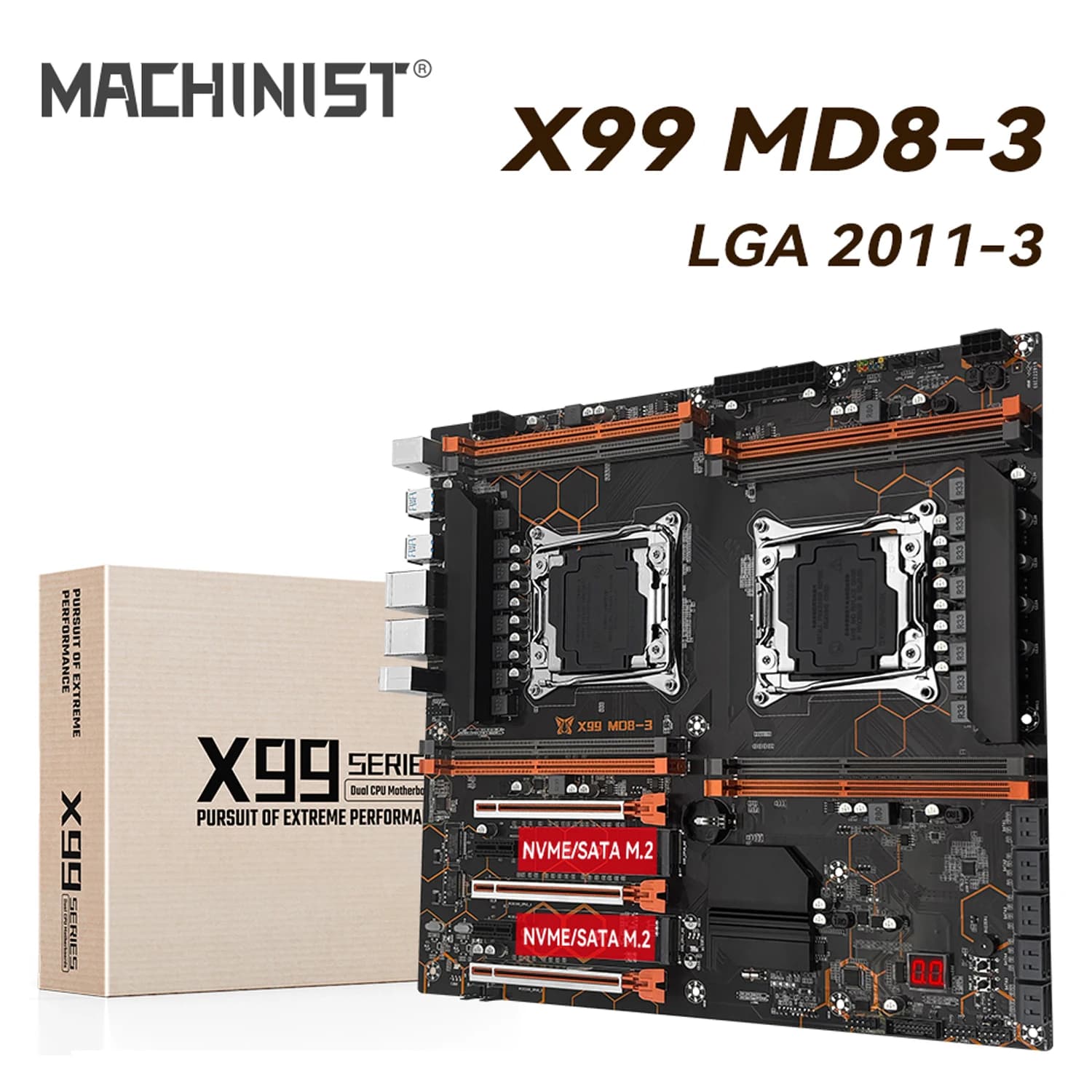 MACHINIST X99 Scheda madre doppia CPU LGA2011-3 Supporto Intel Xeon E5 2629 2649 2666 2673 2678 V3 2696 V3 CPU DDR3 Memoria RAM MD8-3