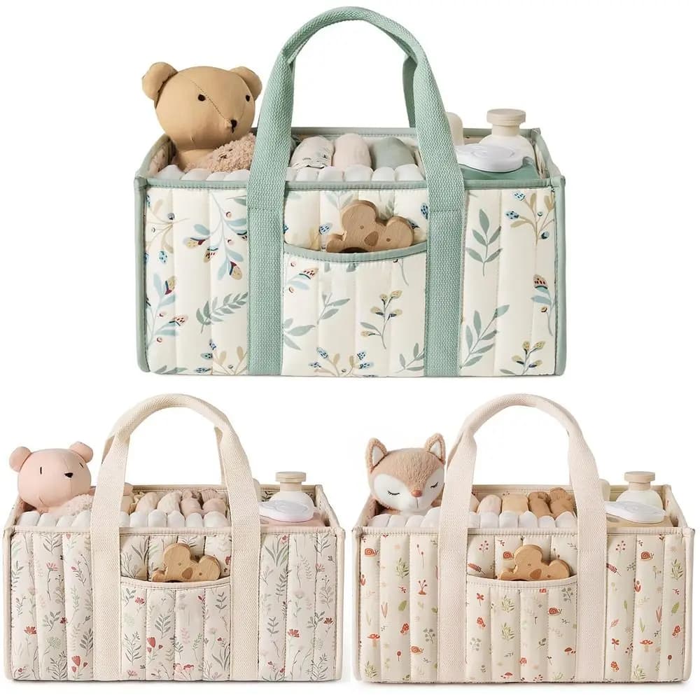 Organizzatore per pannolini di grande capacità Floreale Elementi essenziali per neonati Cestino portaoggetti per pannolini Borsa portatile per