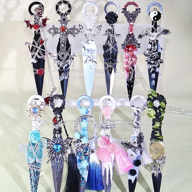 Miglior coltello kunai in stile gotico scuro, prodotto finito, decorazione per pendente Hanfu, ornamento da scrivania