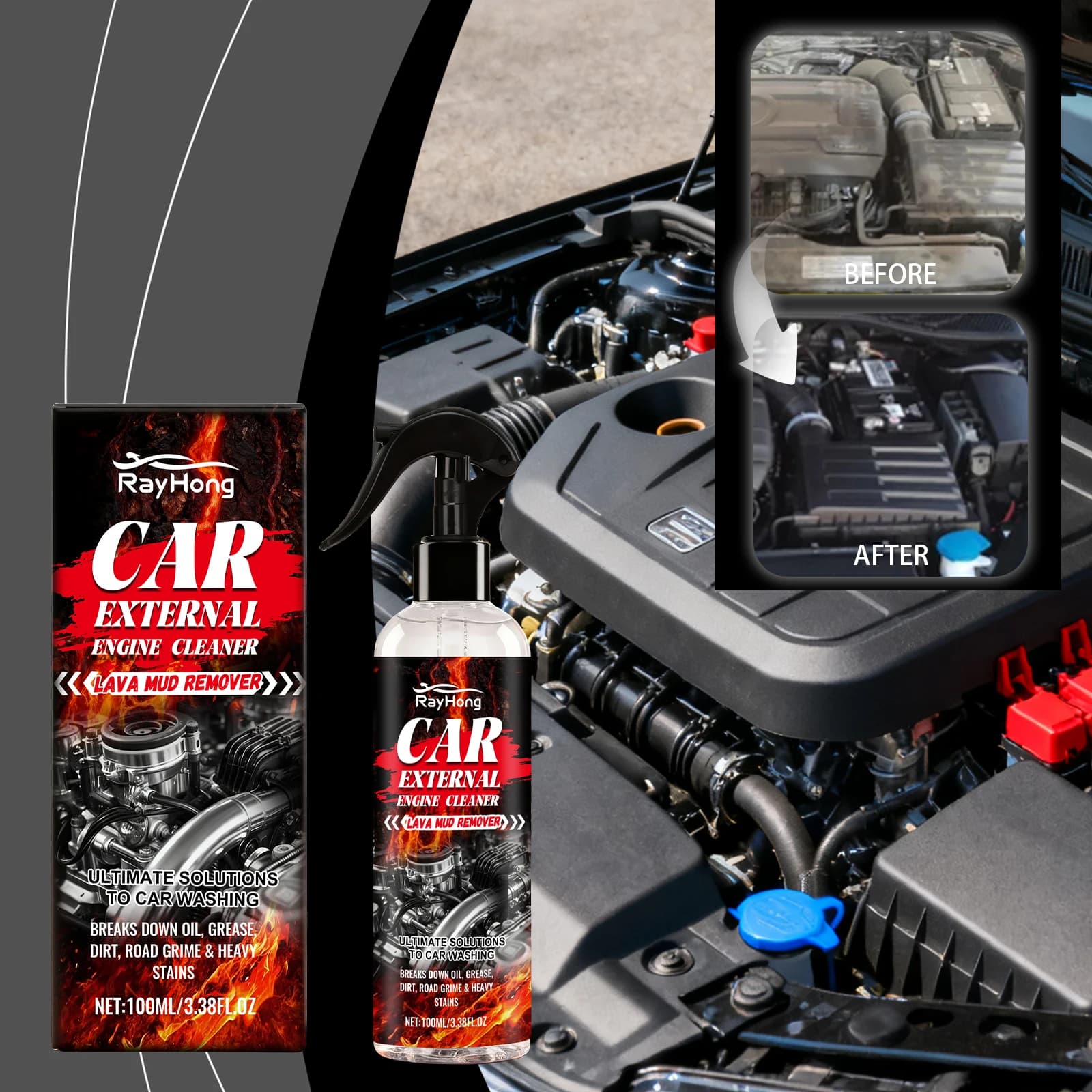 No bisogno di risciacquo Detergente per motori Rimozione rapida delle macchie d'olio Detergente per la manutenzione del motore Sgrassatore per auto