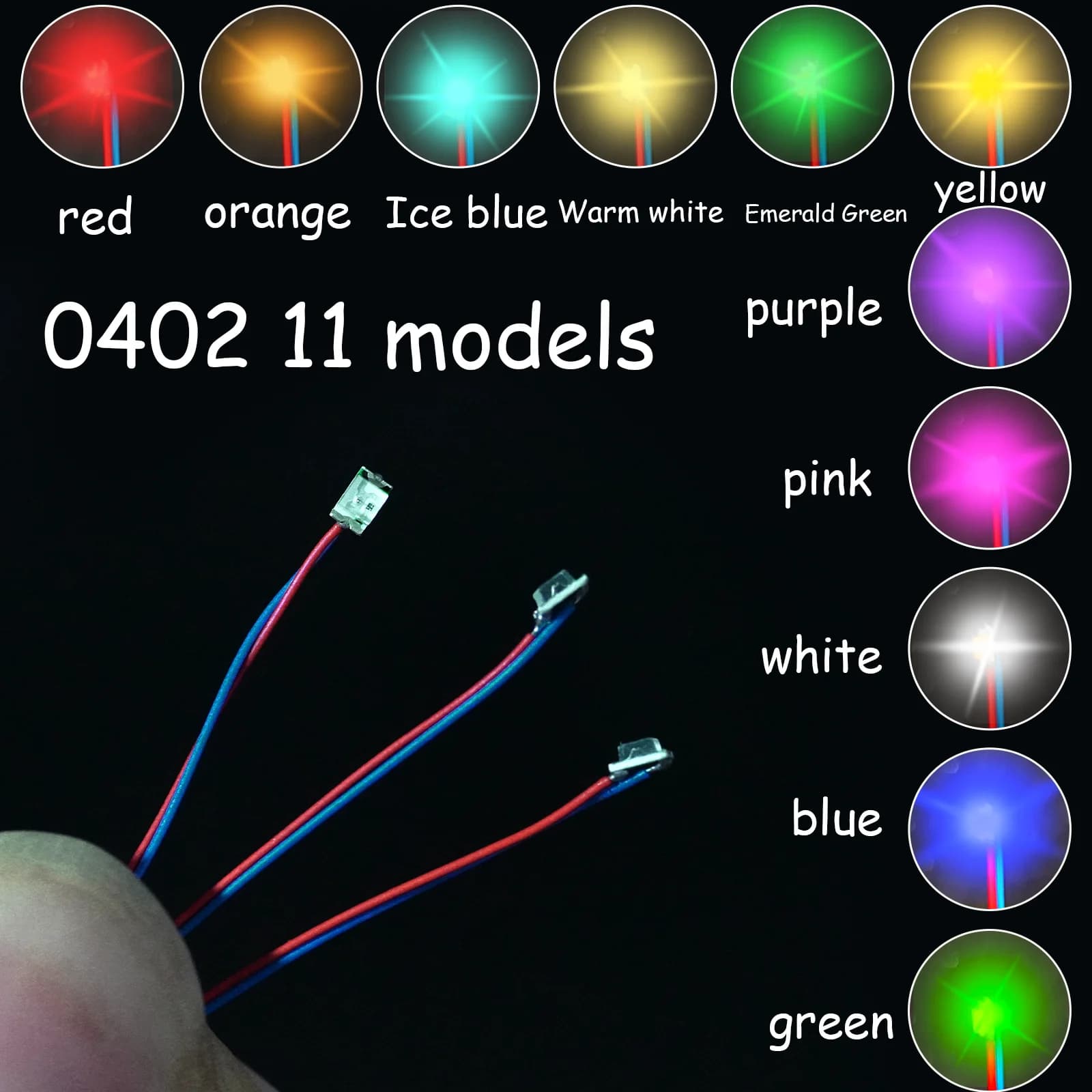 40 PZ 3 V Lampada In Miniatura Wired Led SMD 0402 Modelli Treno Pre-Saldato Micro Litz Giocattoli FAI DA TE Modellismo di Illuminazione Filo Lunghezza