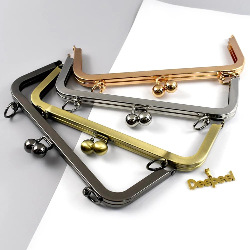 1/2/6 Pezzi Manici Quadrati in Metallo da 20/25cm per Borse, Chiusura a Scatto, Telaio per Manico, Accessori Fai da Te per Cucito e Portafogli