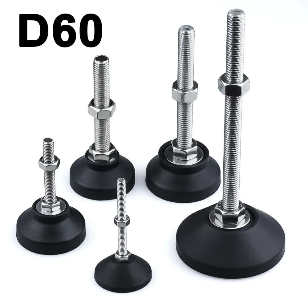 4 pz Tornio Regolabile Gamba Diametro 60mm Tipo di Filettatura Livellamento Regolabile Piede Pad Base Girevole Gamba Articolata M8 M10 M12