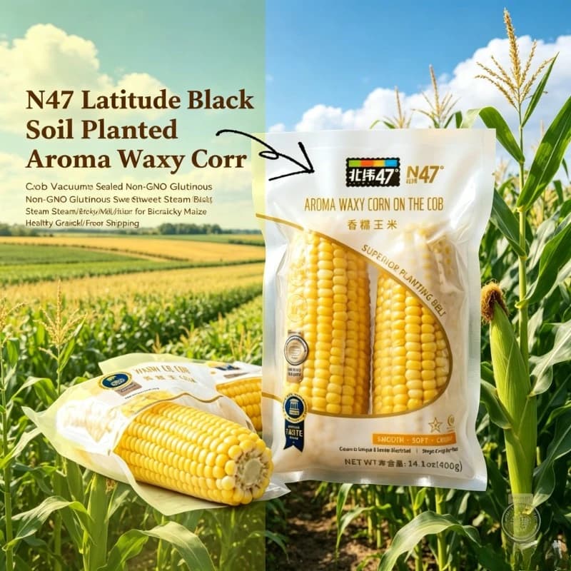 Mais Glutinoso Dolce N47 Latitude Black Soil, Non-OGM, in Sacco Sottovuoto, per Cottura a Vapore, Microonde, Griglia, Barbecue, Snack