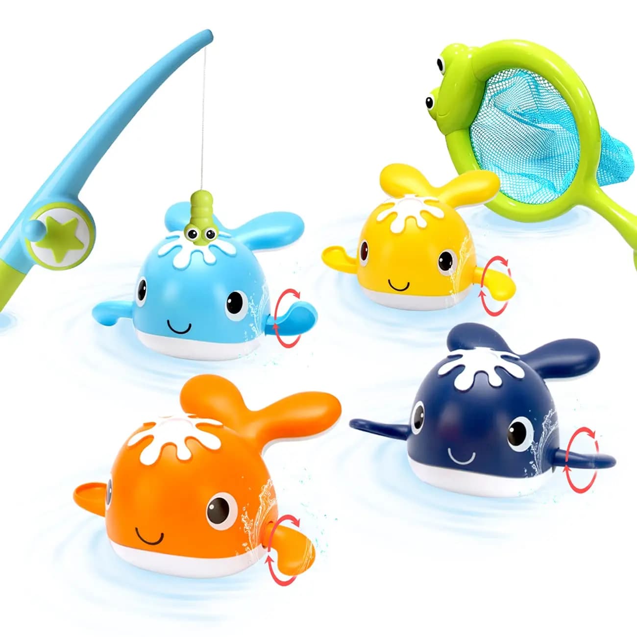 Magnete Bagnetto per bambini Giocattoli da pesca Balene da nuoto a carica Giocattolo per vasca da bagno Gioco di pesca Set di giocattoli per vasca