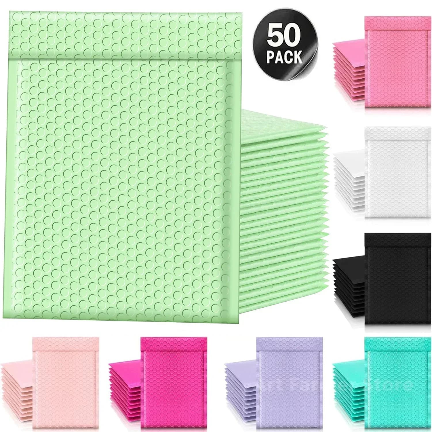 50 pezzi multi colori pacchetto di consegna imballaggio forniture per piccole imprese buste pacchi di spedizione busta a bolle d'aria sacchetto di