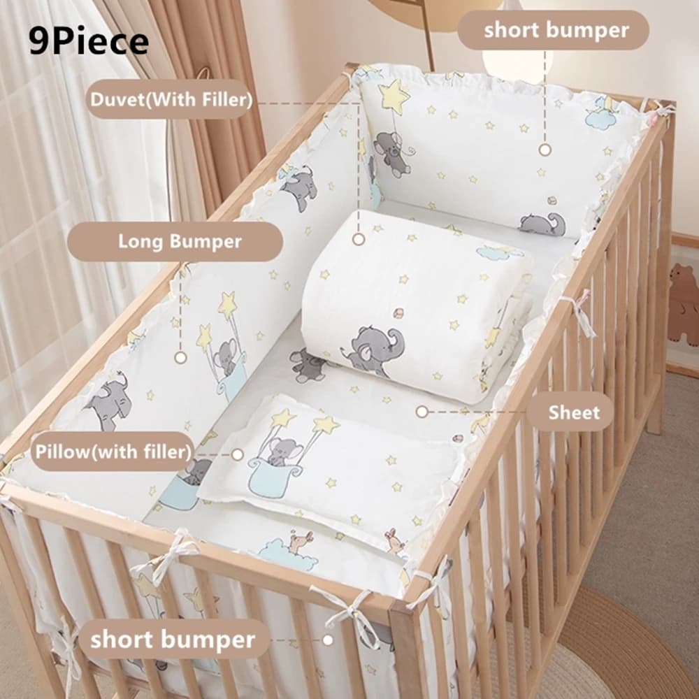 6/9 pezzi elefante culla set biancheria da letto per bambini culla in cotone paraurti set lettino neonati juego de cama 120 * 60/120 * 70 cm