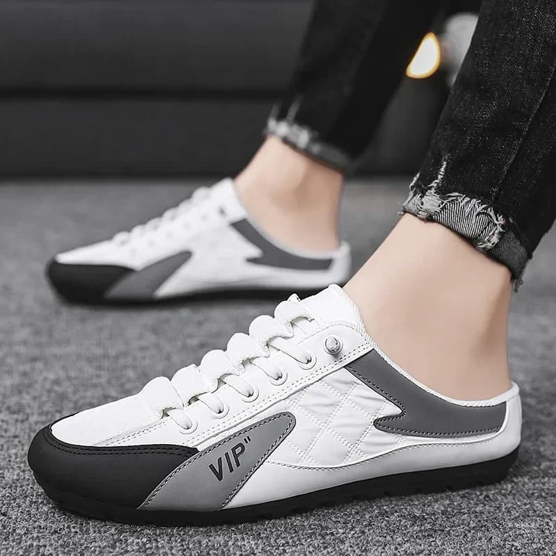 2025 Scarpe da uomo Mezze pantofole traspiranti Scarpe basse basse Scarpe da ginnastica da uomo leggere Scarpe da passeggio per esterni Semplice Tenis