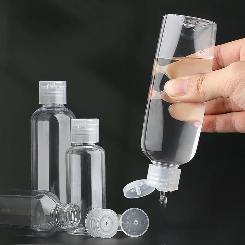 50/100 Pezzi Bottiglie di Plastica Trasparenti da 5ml 10ml 20ml 30ml 50ml, Flaconi per Lozione e Shampoo, Essenziali per Viaggi, Vendita all'Ingrosso