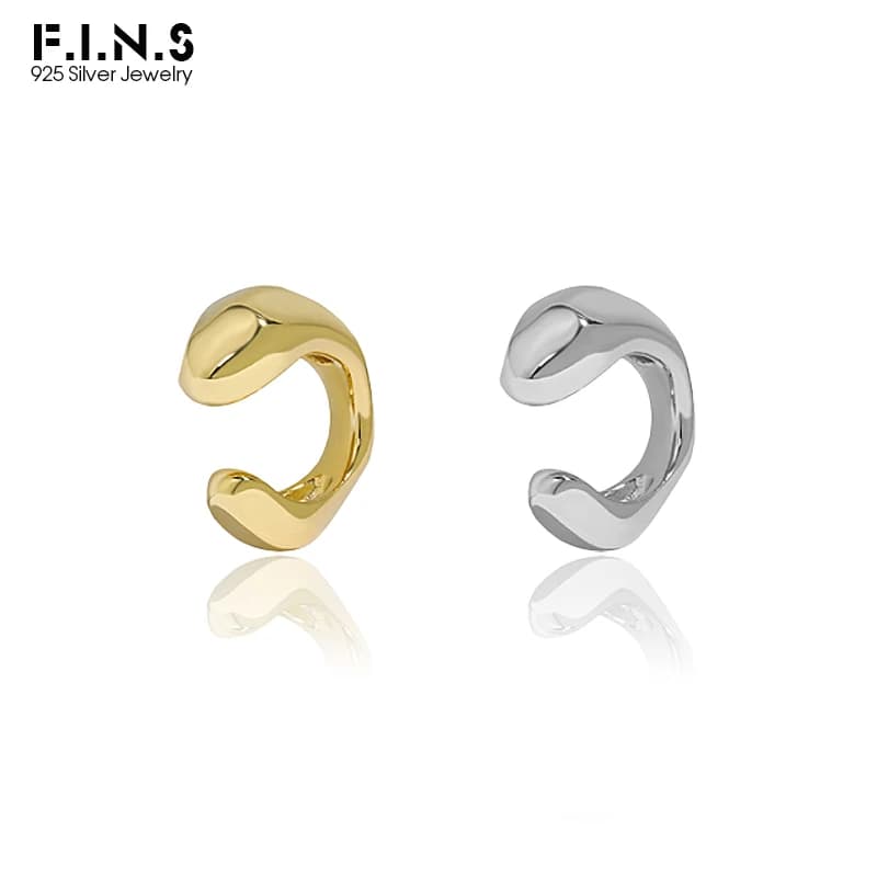 F.I.N.S 1PC minimalismo irregolare S925 orecchini in argento Sterling senza foro per l'orecchio Piercing finto auricolare gioiello impilabile