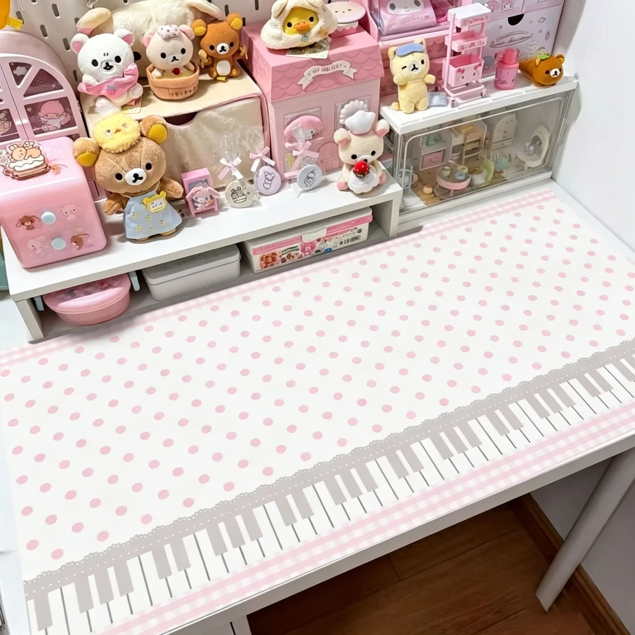 Tappetino da Scrivania in Pelle con Motivo a Pois Stile Y2K Rosa, Tappetino per Mouse da Ufficio Impermeabile Antiscivolo in PU