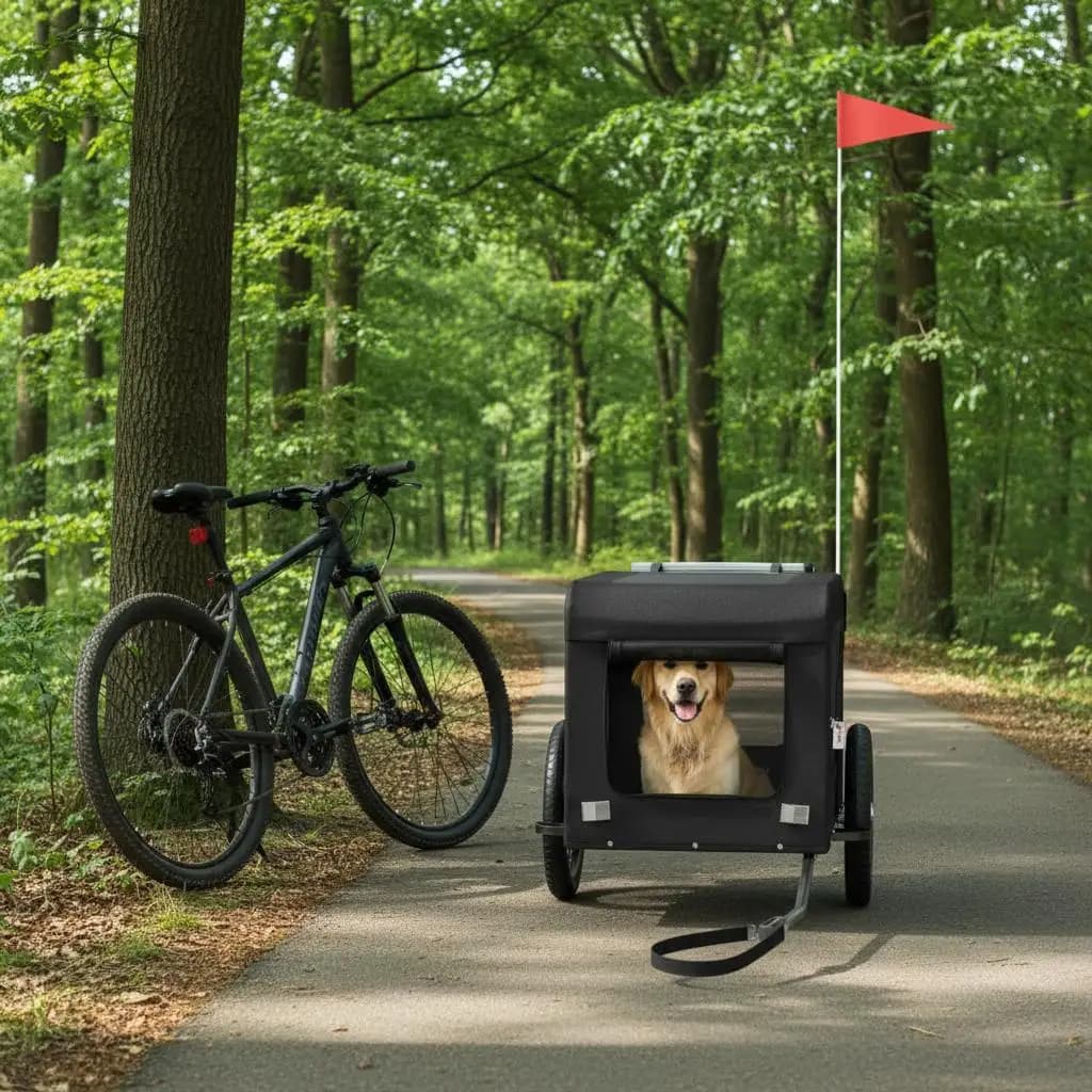Rimorchio per bicicletta per animali domestici nero