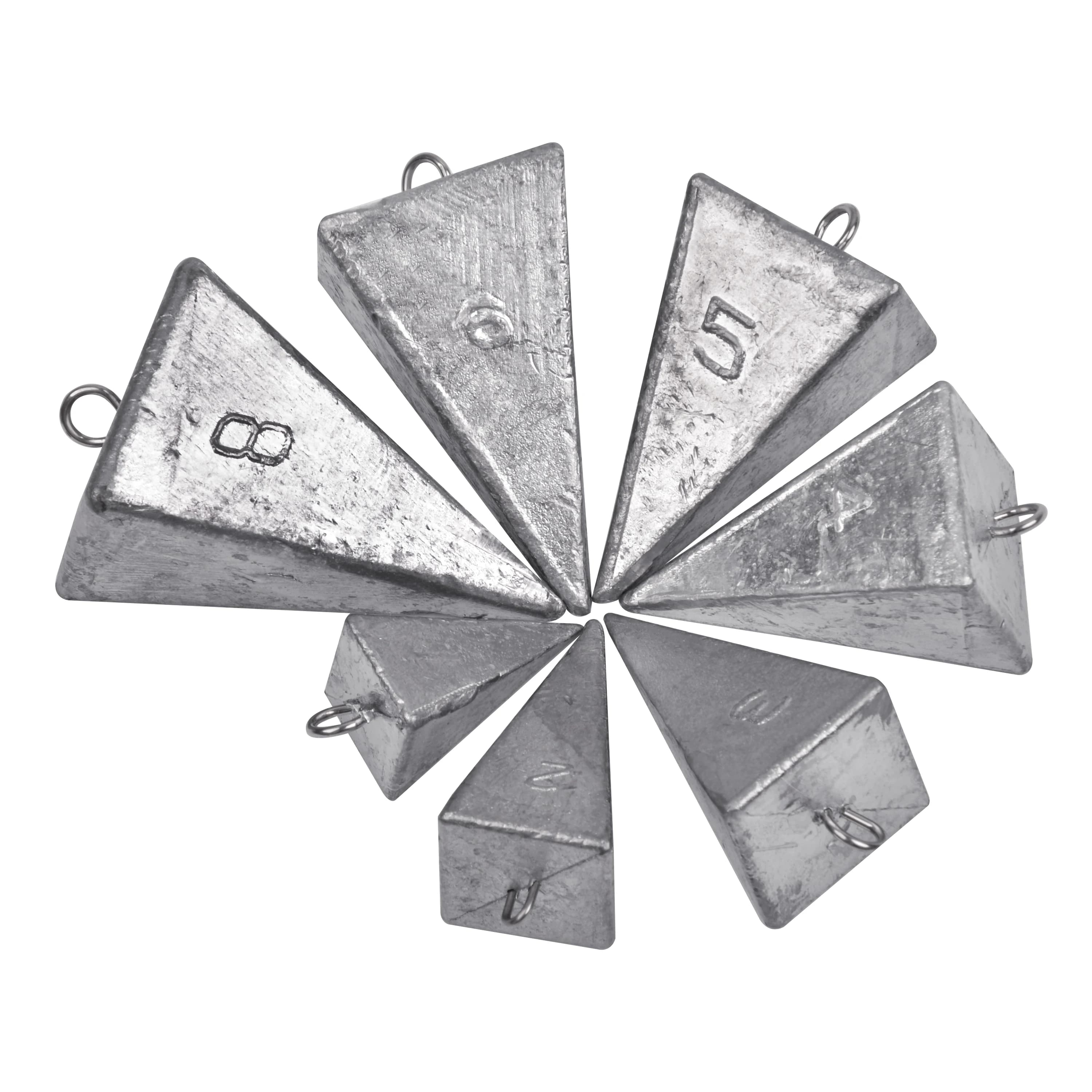 3 pz 1-8OZ pesca piramide platina pesi piramide pesca zavorra alla rinfusa pesi da pesca groviglio pesca gratuita zavorra