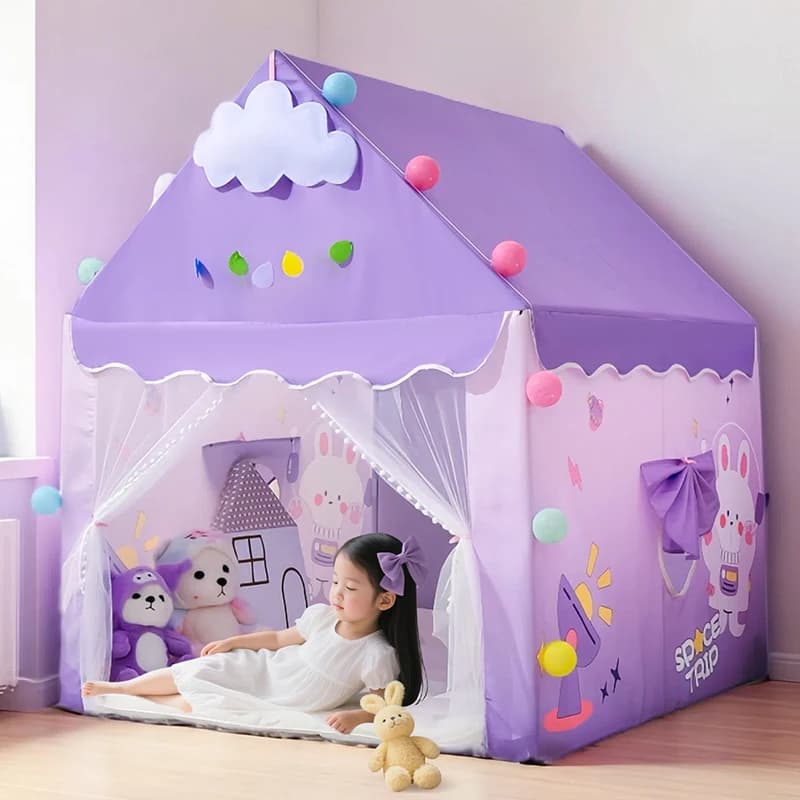 Tenda da gioco pieghevole per bambini, tenda da gioco portatile per interni/esterni con finestra tagliata, base segreta, decorazione ideale per feste